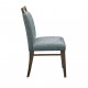 Grey Blue Velvety Fabric Dining Chair Straight Wood Legs - Set 2